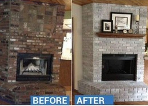 Fireplace before and after a Green Home Services chimney service